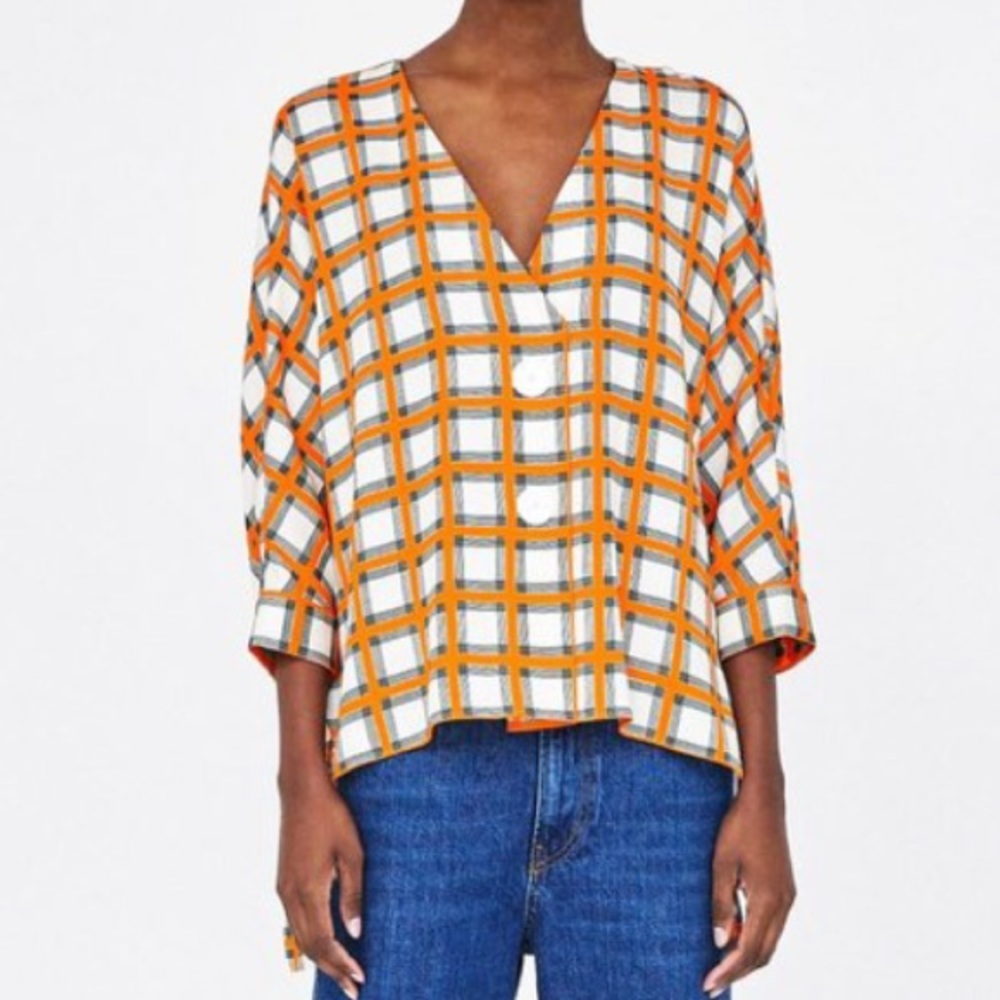 Zara woman plaid top